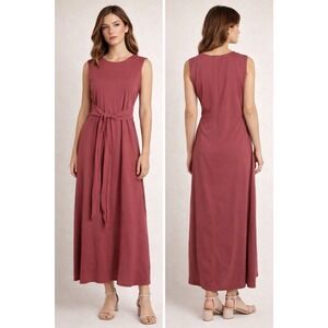 ZARA Maxi Dress Woman Size S Rose‎ Sleeveless Tie Front Minimalist Career